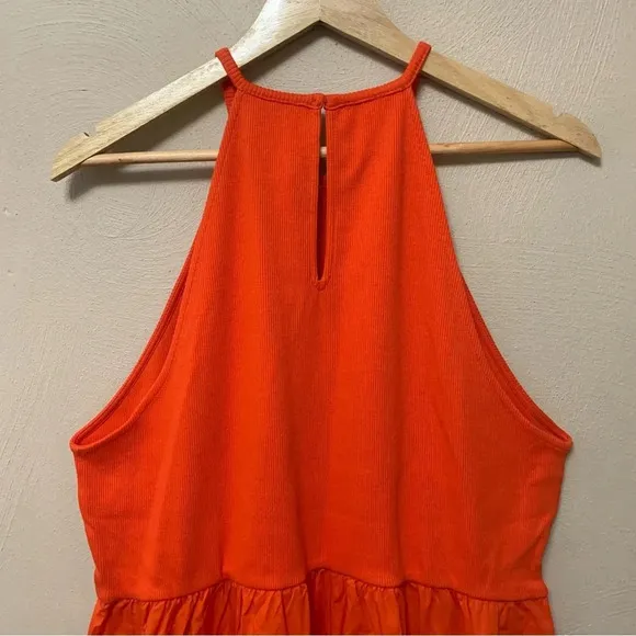 Boden Ribbed Halterneck Midi Dress in Orange Size 16 Size 18 NWT New