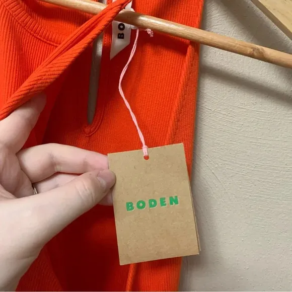 Boden Ribbed Halterneck Midi Dress in Orange Size 16 Size 18 NWT New