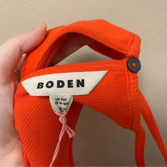 Boden Ribbed Halterneck Midi Dress in Orange Size 16 Size 18 NWT New