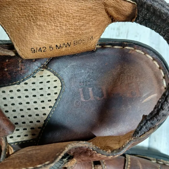 Born Brown Leather Fisherman Sandals Buckle Strap Handcrafted Comfort  #1510