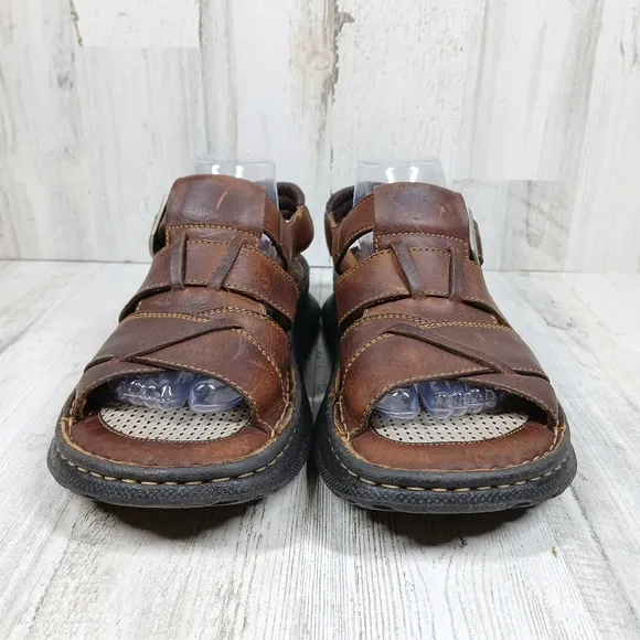 Born Brown Leather Fisherman Sandals Buckle Strap Handcrafted Comfort  #1510