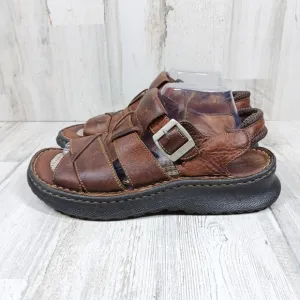 Born Brown Leather Fisherman Sandals Buckle Strap Handcrafted Comfort  #1510