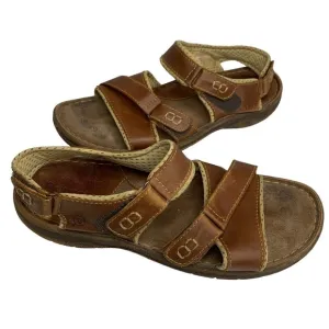 Born Men’s Whisky Colored Sandals Size 13 Hook n Loop Ankle Closure New w Flaw