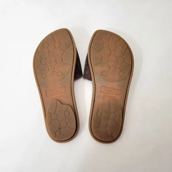Born Miarra Brown Suede Slide Sandals With Buckle Detail &amp; Comfort Insole Women'