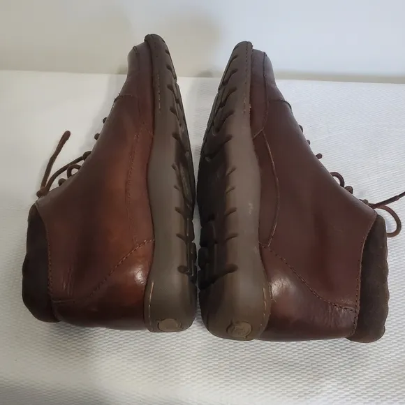 BORN Nigl Lace Up Ankle Boots Dark Bown Leather Combo Men's Size 11