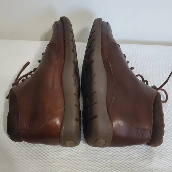 BORN Nigl Lace Up Ankle Boots Dark Bown Leather Combo Men's Size 11