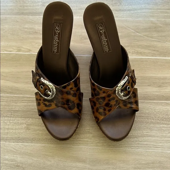 Brighton Vintage Y2K  Leopard Print Wedge Sandals  7.5 M