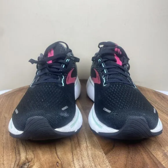 Brooks Ghost 14 Womens Black and Pink Yucca Size 10 B Running shoes