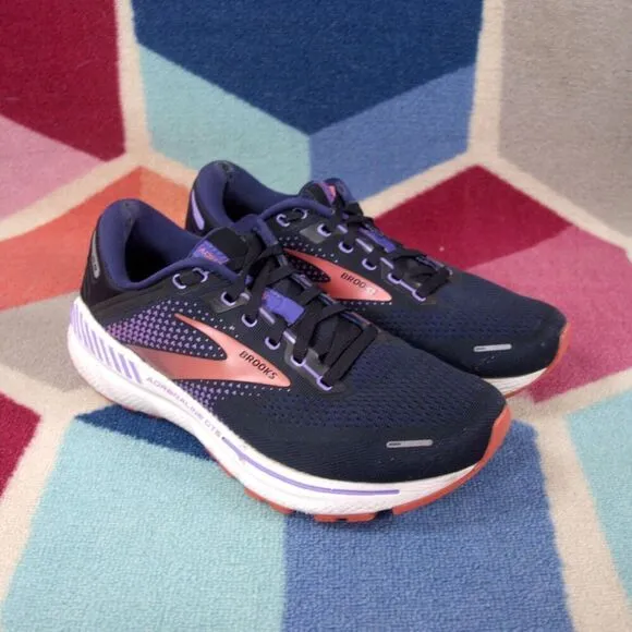 Brooks Womens Adrenaline GTS 22 Black Purple Running Shoes Size 10.5 US Medium B