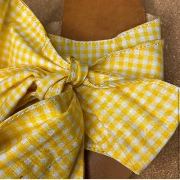Brother Vellies Yellow Gingham Bow Sandals