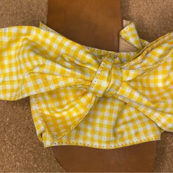 Brother Vellies Yellow Gingham Bow Sandals