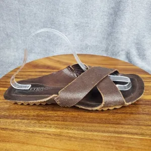 Buttero Slides Men's 8 41 Brown Leather Italy Slip On Comfort Sandals