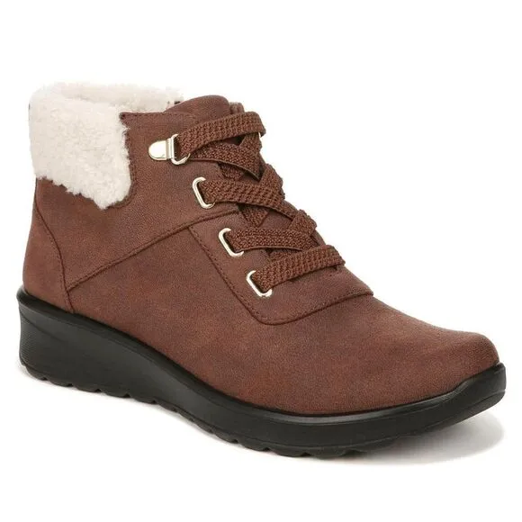 Bzees Garner Machine Washable Shearling Ankle Bootie Sepia 11 NWT IN BOX