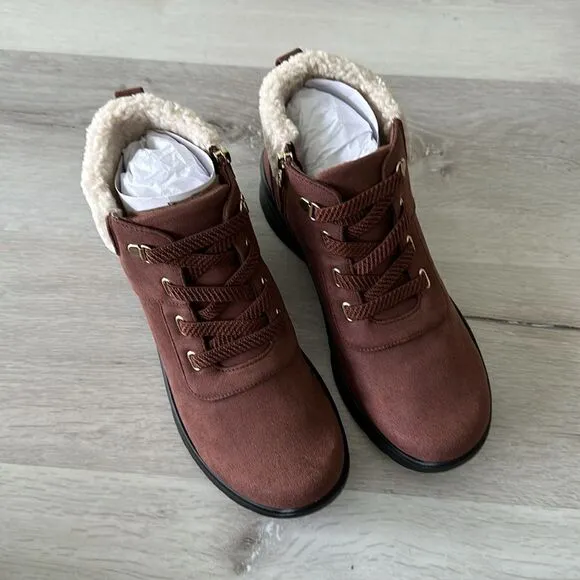 Bzees Garner Machine Washable Shearling Ankle Bootie Sepia 11 NWT IN BOX