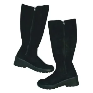 BZEES Womens Black Arch Support Brandy Round Toe Block Heel Boots Shoes 9.5 M