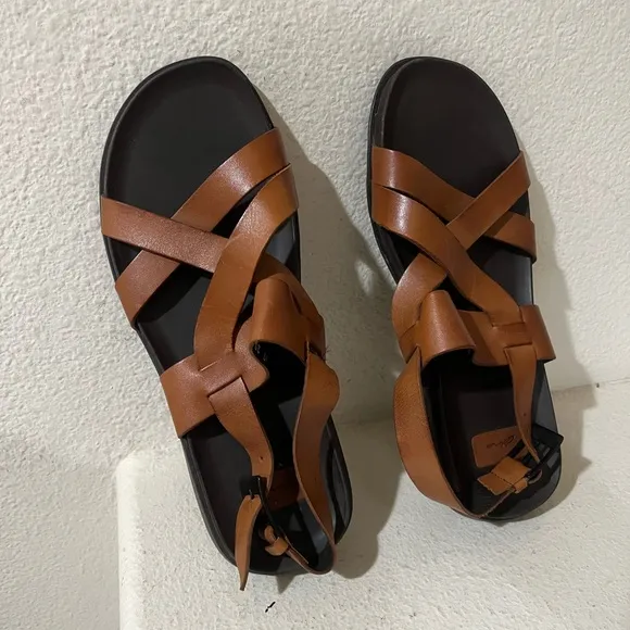 C Gino Cherutti Brown‎ Handmade Leather Mens Sandals comfort Summer Fisherman 10