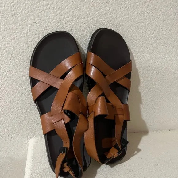 C Gino Cherutti Brown‎ Handmade Leather Mens Sandals comfort Summer Fisherman 10