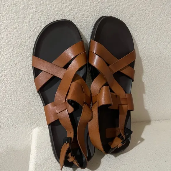 C Gino Cherutti Brown‎ Handmade Leather Mens Sandals comfort Summer Fisherman 10