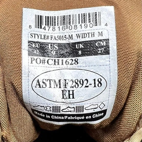 Carhartt Men's Lightweight Sneaker Boot  Brown Leather &amp; Tan Duck Size 9M FA5015