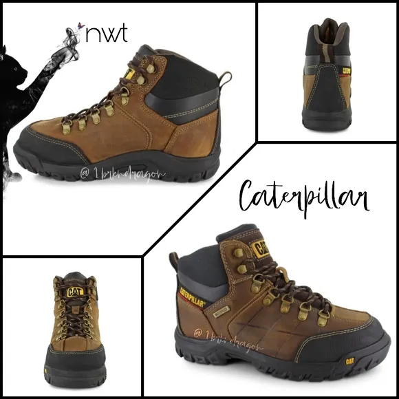 Caterpillar Brown Black Steel Toe Work Boots Bootues Unisex