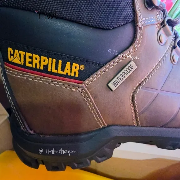 Caterpillar Brown Black Steel Toe Work Boots Bootues Unisex