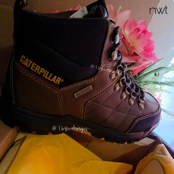 Caterpillar Brown Black Steel Toe Work Boots Bootues Unisex