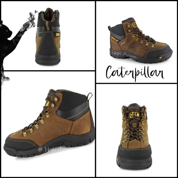 Caterpillar Brown Black Steel Toe Work Boots Bootues Unisex