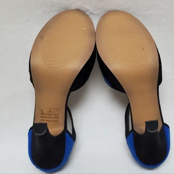 CATWALK Collection Blue Green Colorblock Faux Suede Ankle-Strap Platform Heels