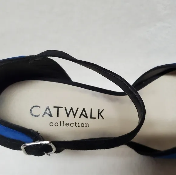 CATWALK Collection Blue Green Colorblock Faux Suede Ankle-Strap Platform Heels