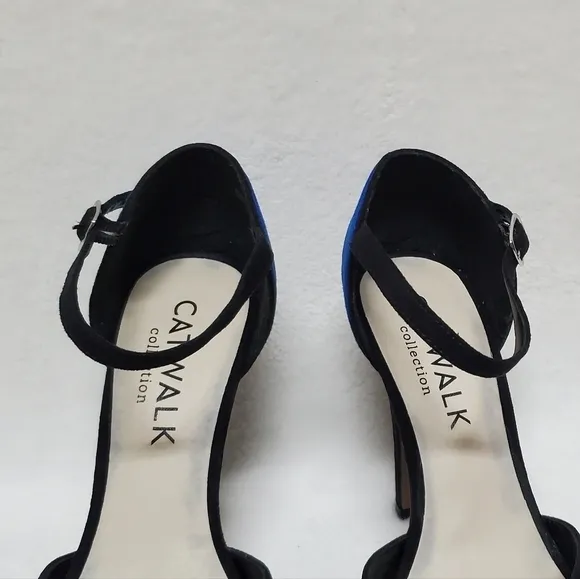 CATWALK Collection Blue Green Colorblock Faux Suede Ankle-Strap Platform Heels