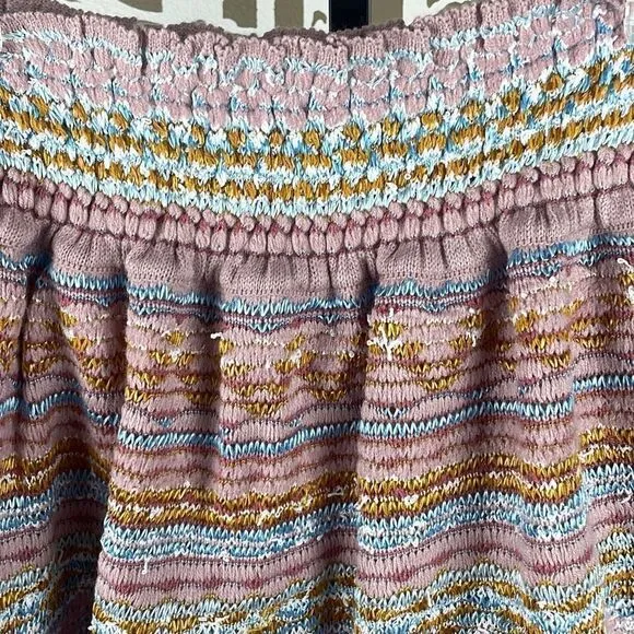 Cecilia Prado $198 New Knitted Tiered Hem Smocked Waist Mini Skirt S