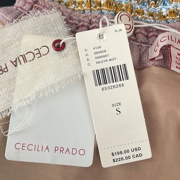 Cecilia Prado $198 New Knitted Tiered Hem Smocked Waist Mini Skirt S