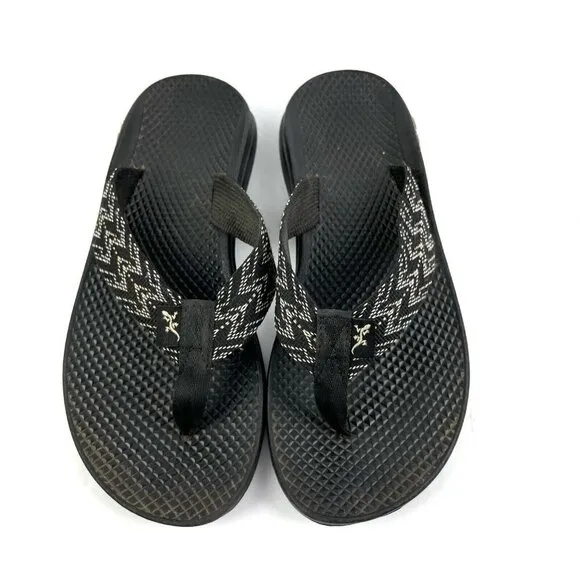 Chaco Flip Eco Tread Sandals 6 Black Outdoors Comfort Flip Flops Womens