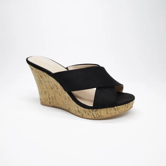 Charles By Charles David Womens Latrice Wedge‎ Heeled Sandals Black Size 10