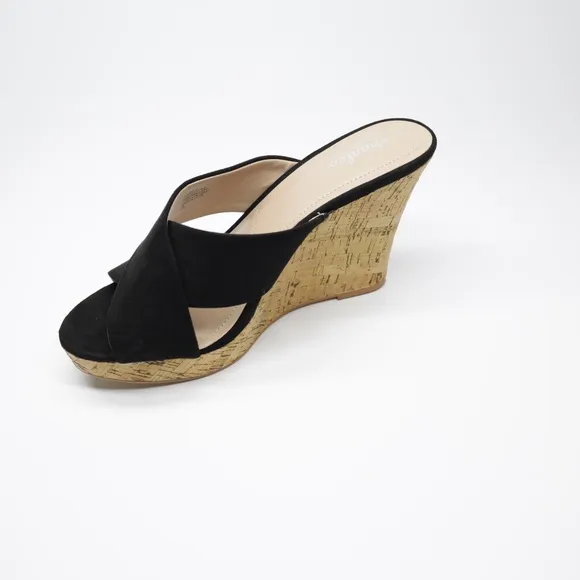 Charles By Charles David Womens Latrice Wedge‎ Heeled Sandals Black Size 10