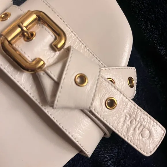 Chloe White Sandals with Gold Accents