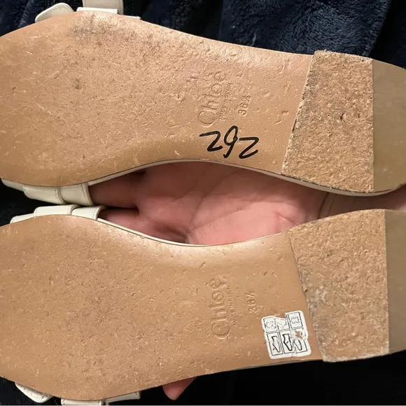 Chloe White Sandals with Gold Accents