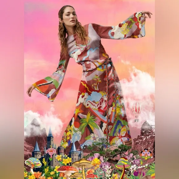 Chufy Zappa Maxi Dress in Trippy Vision size S