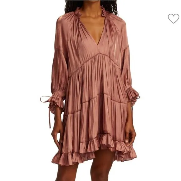 Cinq a Sept Phyllis Shirred Peasant Dress-Bronze Orange-00