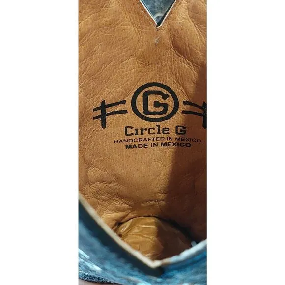 Circle G Womens Embroidery Crackle Leather Snip Toe Boots Size 7.5 NIB