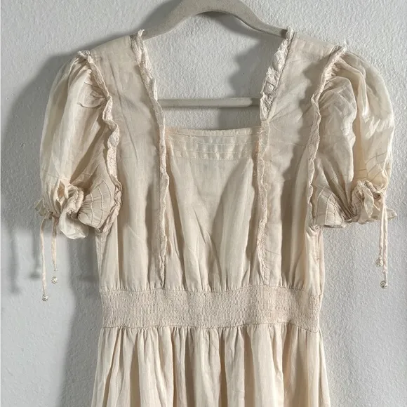 CLEOBELLA SYLVIA Lace Ruffle Hem Smocked Waist Midi-Maxi Dress