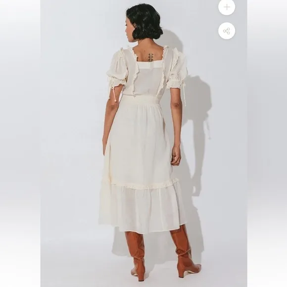 CLEOBELLA SYLVIA Lace Ruffle Hem Smocked Waist Midi-Maxi Dress