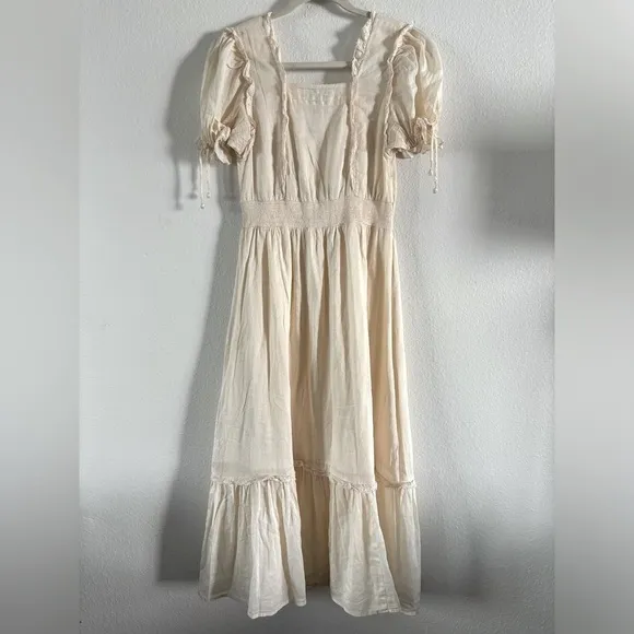 CLEOBELLA SYLVIA Lace Ruffle Hem Smocked Waist Midi-Maxi Dress