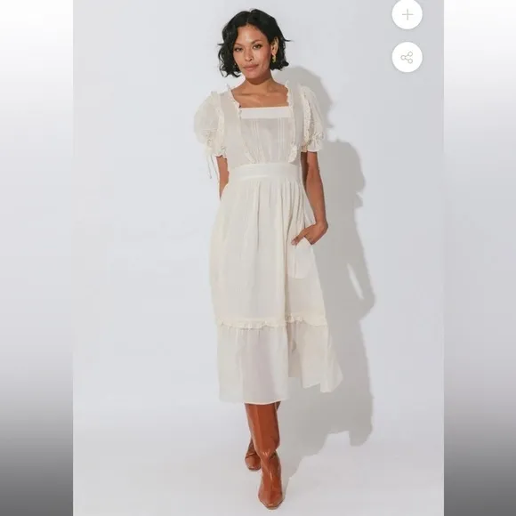 CLEOBELLA SYLVIA Lace Ruffle Hem Smocked Waist Midi-Maxi Dress