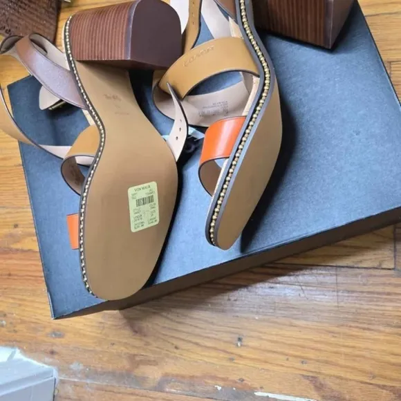 Coach Women's Tan and Orange Sandals