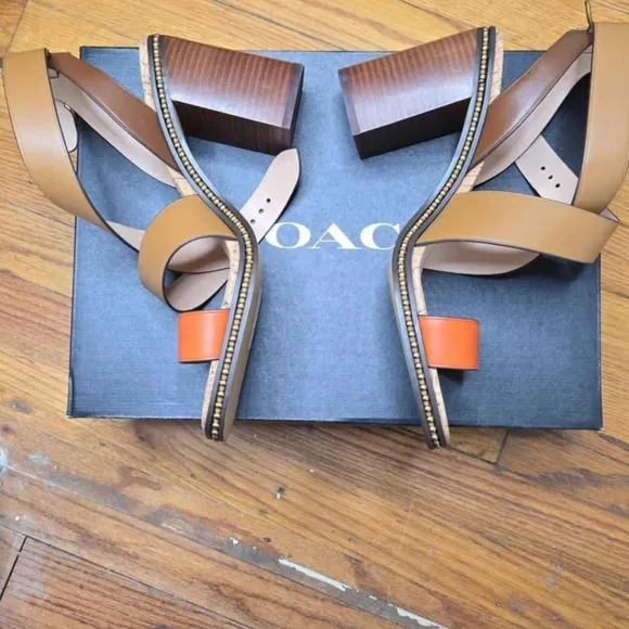 Coach Women's Tan and Orange Sandals