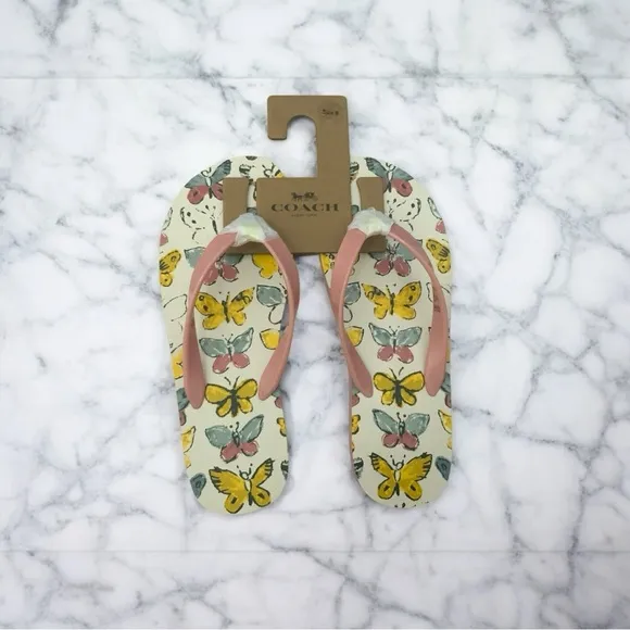 Coach -Zayn Flip with Butterfly Print-Size 9-Light Khaki-Retail $68