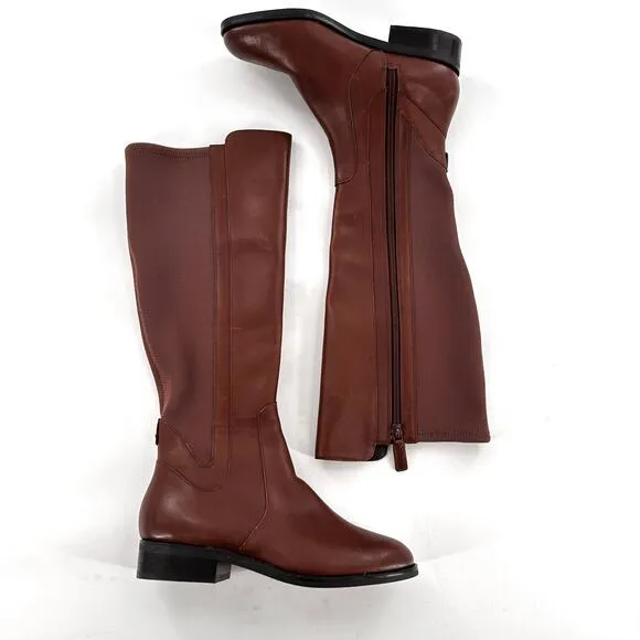 Cole Haan Noelle Riding Boots 5.5 Brown NWOT Leather Tall Knee High Academia