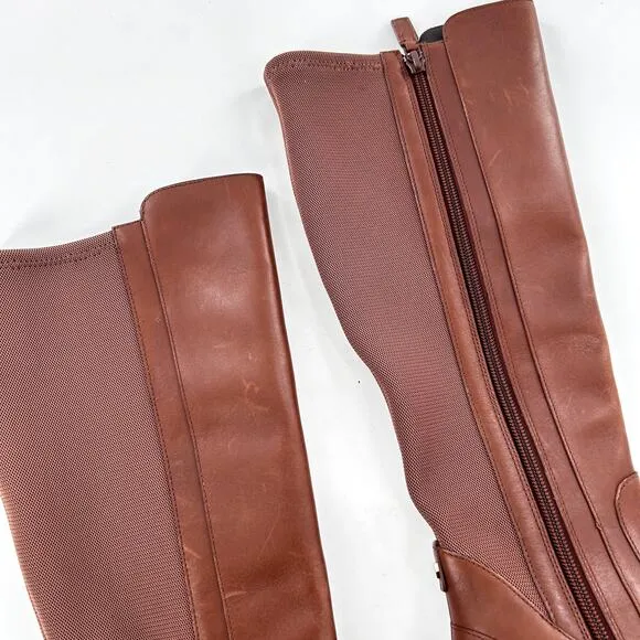 Cole Haan Noelle Riding Boots 5.5 Brown NWOT Leather Tall Knee High Academia