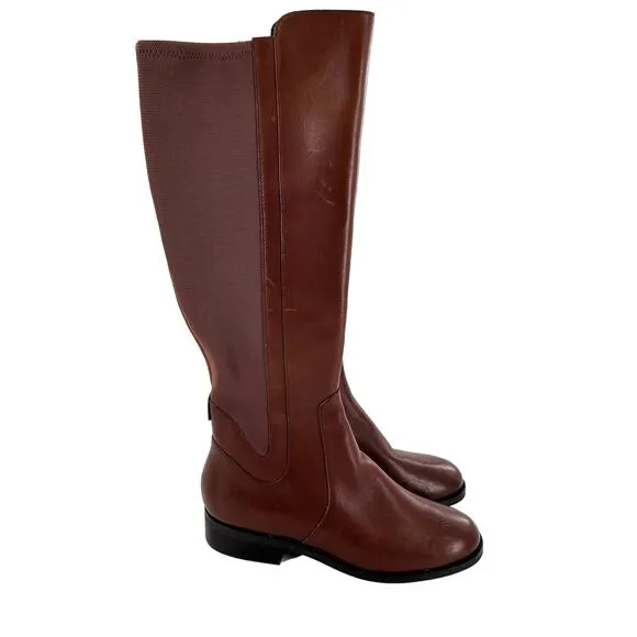 Cole Haan Noelle Riding Boots 5.5 Brown NWOT Leather Tall Knee High Academia